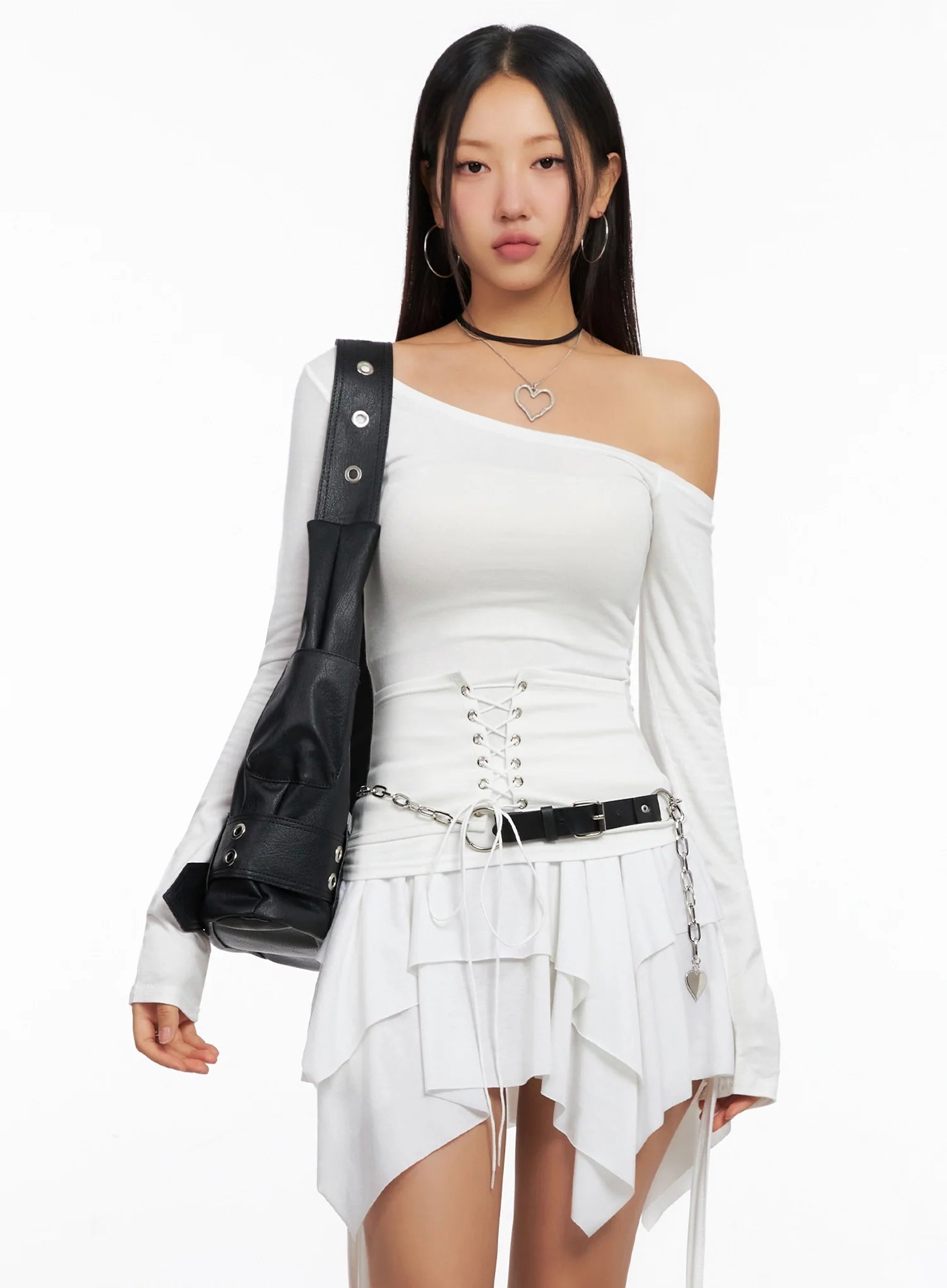 off-shoulder-lace-up-corset-blouse-ig528 / White