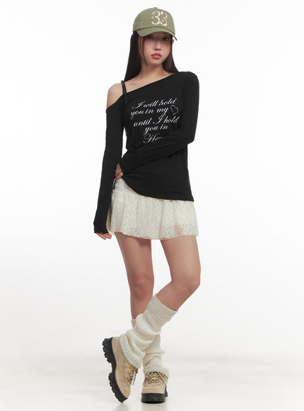 frill-trim-lace-skirt-cf524 / White