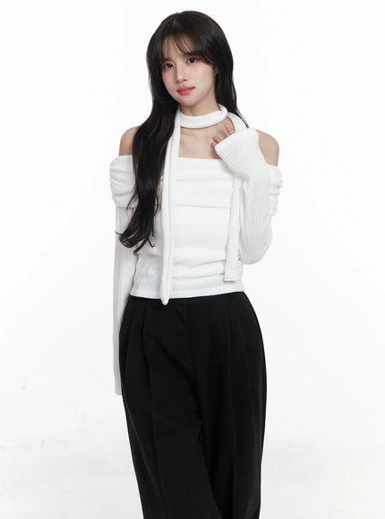 off-shoulder-choker-top-ij529 / White