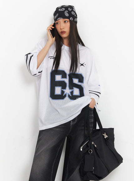 oversized-mesh-graphic-tee-ia504 / White