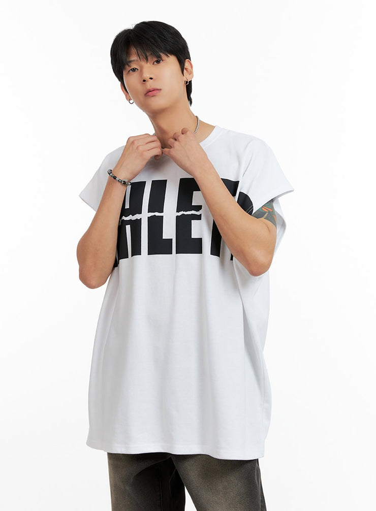 mens-oversize-sleeveless-t-shirt-ig402 / White