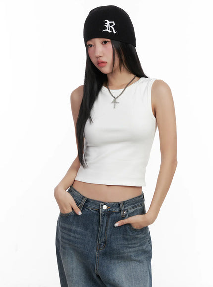 basic-ribbed-crop-tank-top-cn528 / White