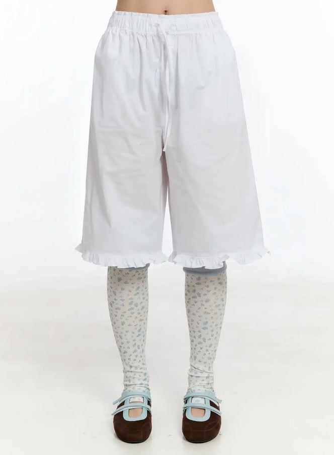 frilled-cotton-shorts-im509 / White