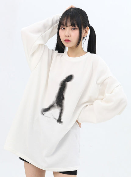 graphic-print-oversize-t-shirt-in310 / White