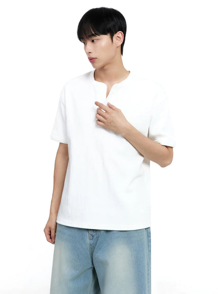 mens-cotton-henley-tee-ig520 / White