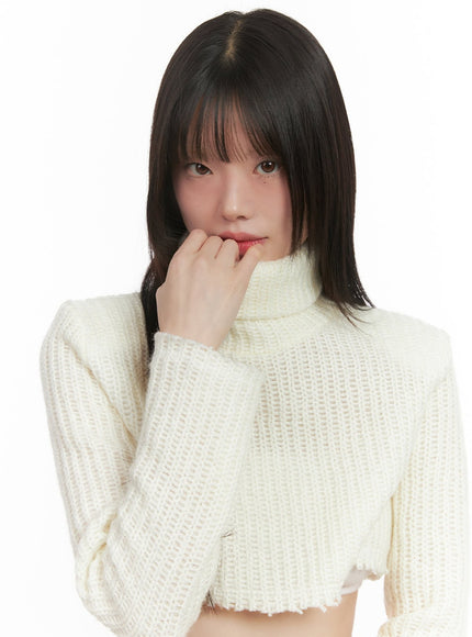 turtle-neck-cropped-sweater-cd426 / White