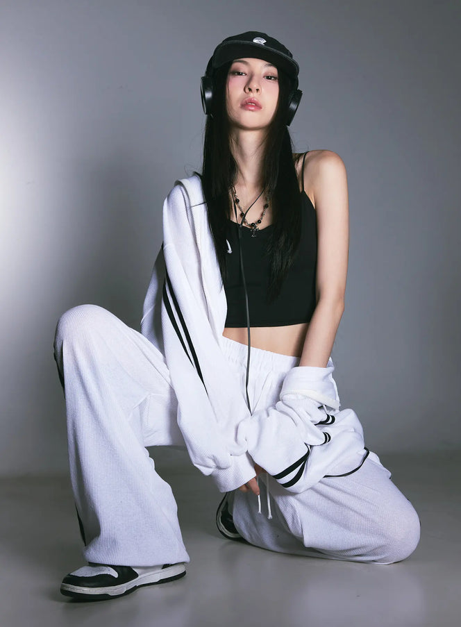 waffle-knit-track-hoodie-cg525 / White