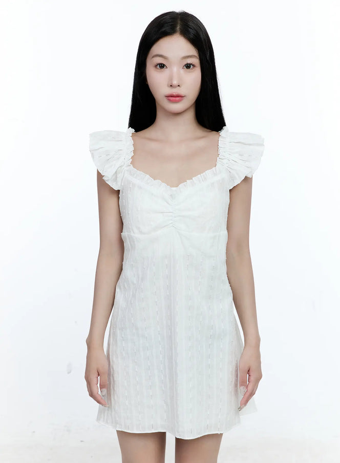 lace-off-shoulder-mini-dress-cg513 / White