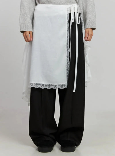 lace-overlay-skirt-ij505 / White