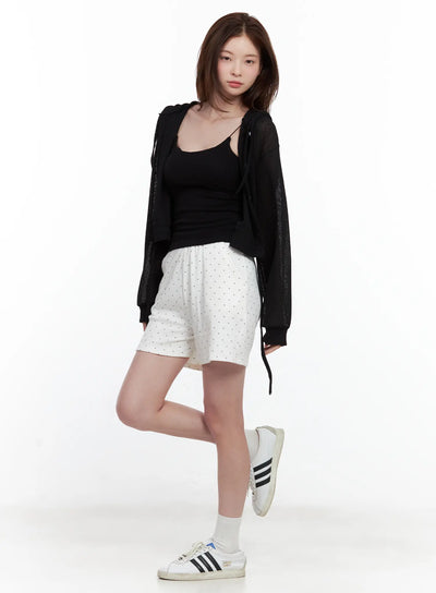 comfy-polka-dot-sweatshorts / White