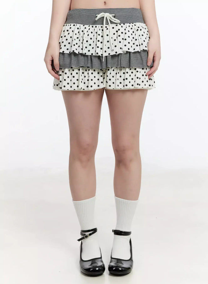 layered-frill-polka-dot-skort-im519 / White