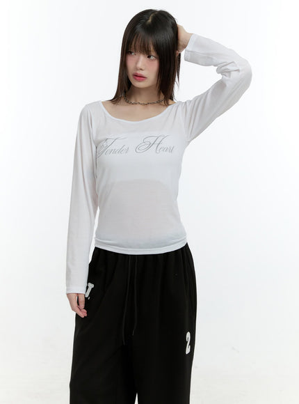 Sheer Graphic Long-Sleeve Top CF506