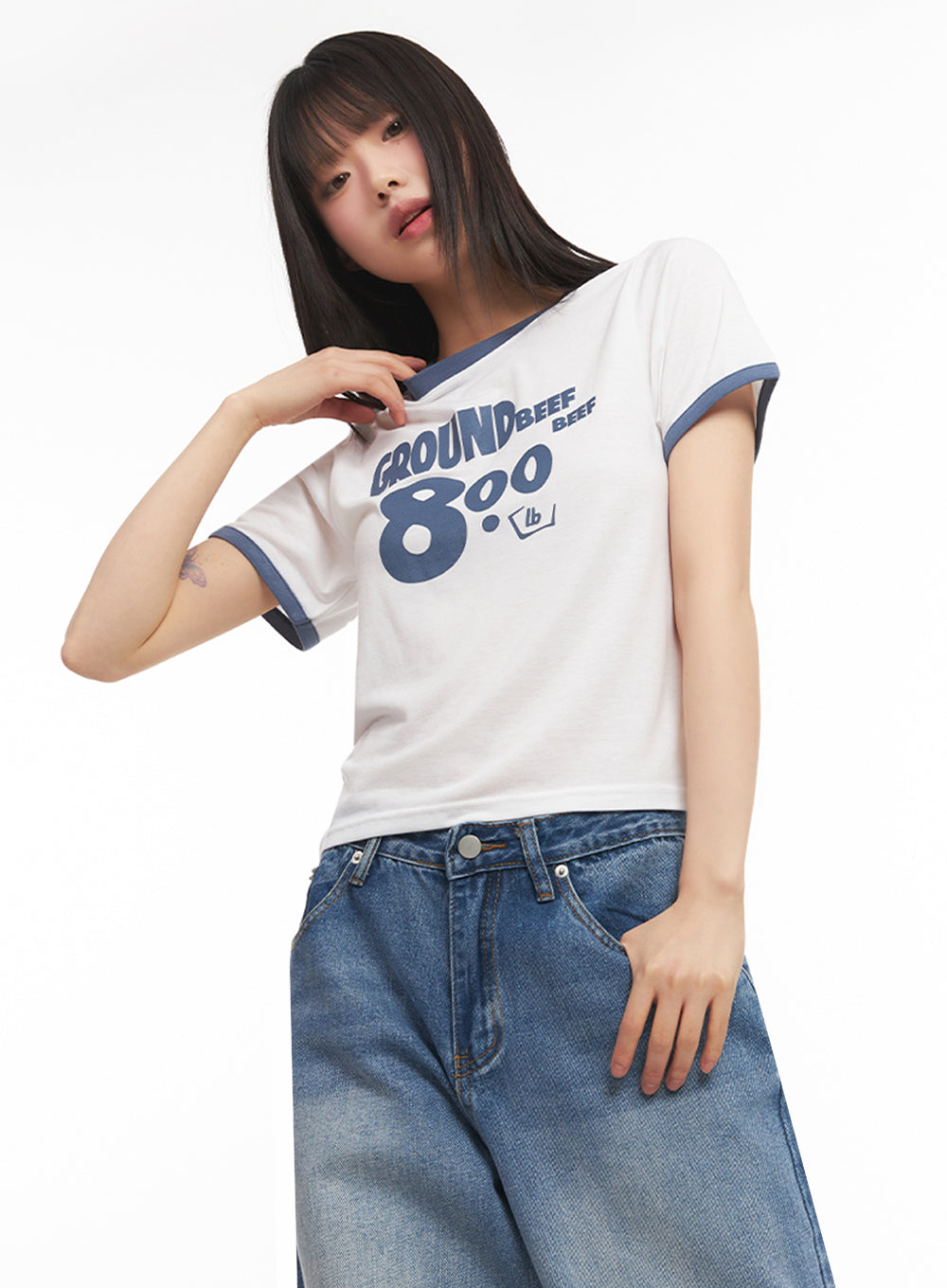 ground-graphic-crop-top-iy502 / White