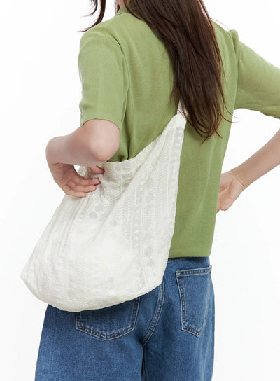 multi-patterned-shoulder-tote-bag / White