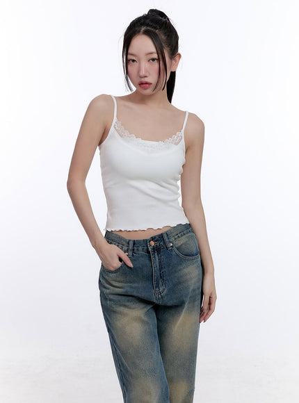 Lace-Trim Crop Tank Top CJ509