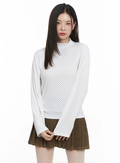 polka-dot-mock-neck-top-cj506 / White