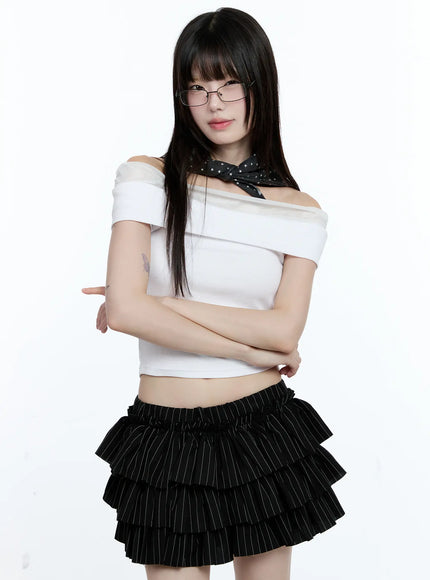 off-shoulder-ribbed-knit-top-cg507 / White