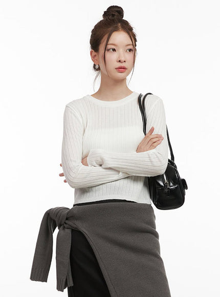 Ribbed Cropped Sweater IF505