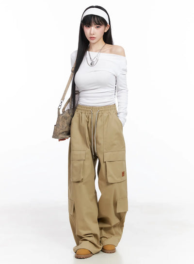 chic-off-shoulder-shirred-blouse-cf519 / White