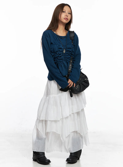bohemian-tiered-flowy-maxi-skirt-co510 / White