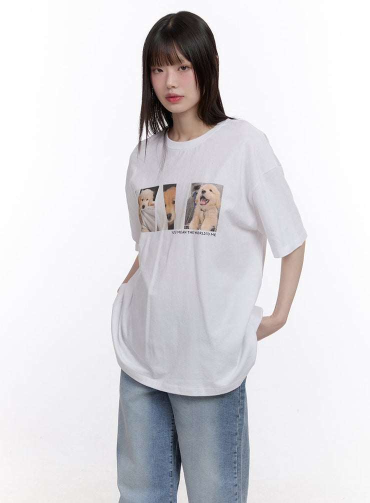 Puppy Graphic Loose-Fit Tee CF512