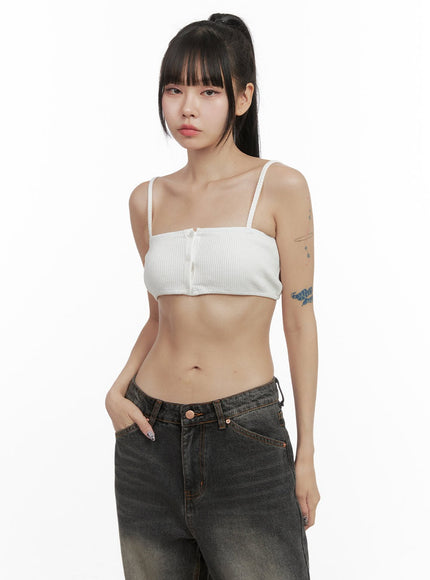 ribbed-button-crop-tank-top-oo401 / White