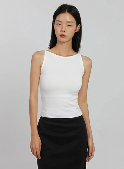 boatneck-crop-tank-top-ij508 / White