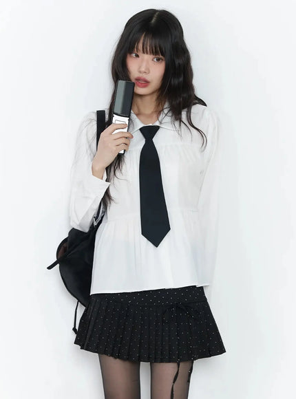 shirred-long-shirt-if505 / White