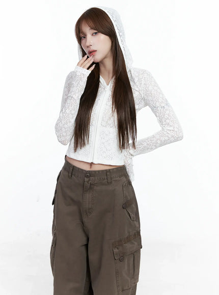 lace-sheer-zip-up-hoodie-cs501 / White