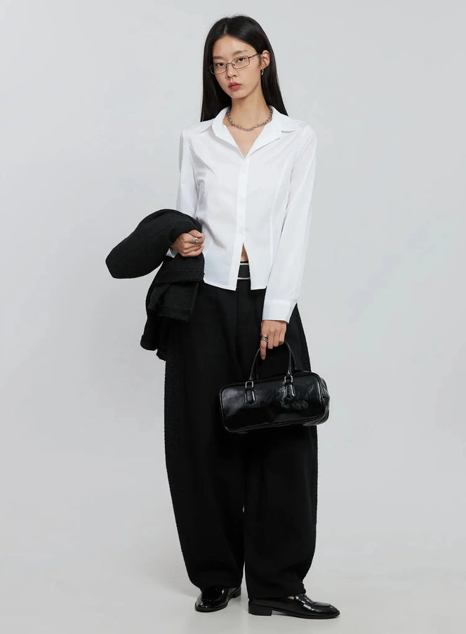 elegant-white-slim-blouse-io530 / White