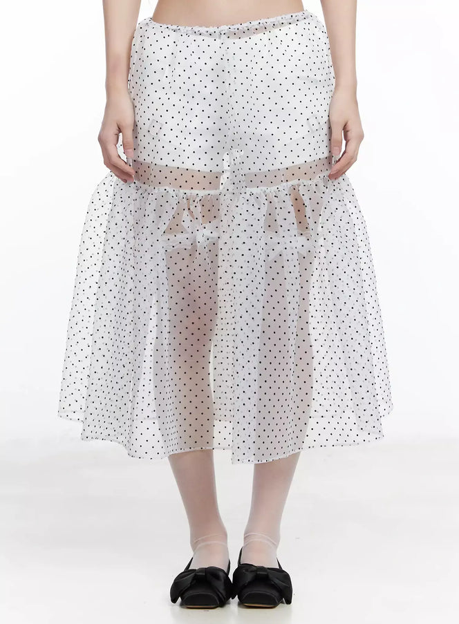 polka-dot-sheer-midi-skirt-im504 / White