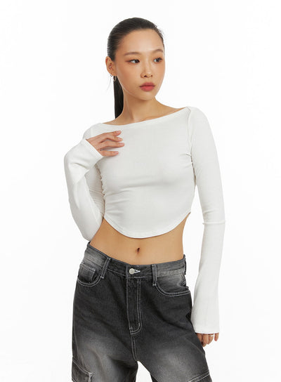 boat-neck-crop-tee-ia417 / White