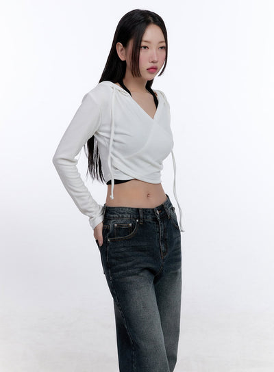 layered-wrap-cropped-hoodie-cj511 / White