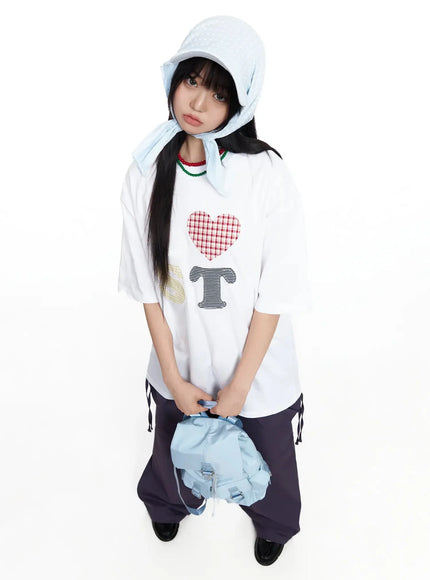 plaid-lost-graphic-oversized-t-shirt-ia523 / White