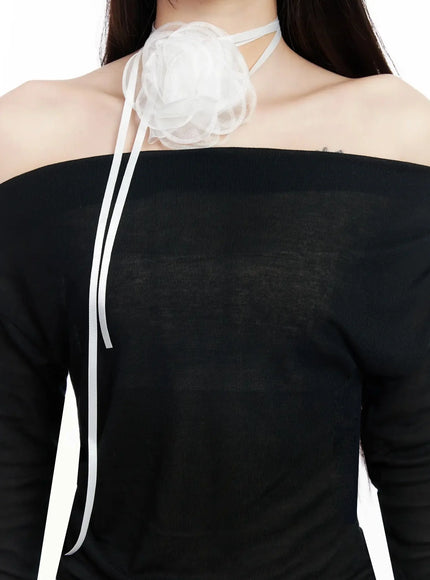 corsage-neck-scarf-im504 / White