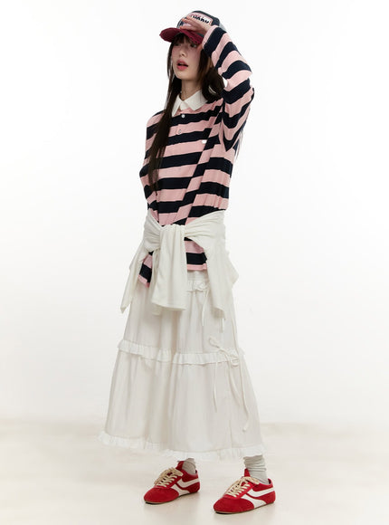 Ribbon Detail Tiered Maxi Skirt CM514