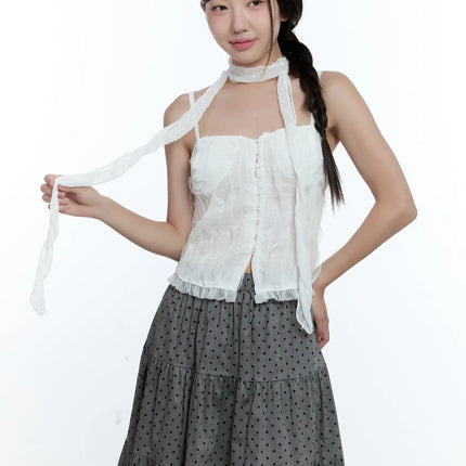 sheer-polka-dot-scarf-cu526 / White