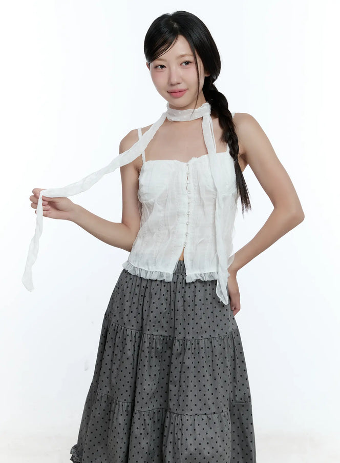 sheer-polka-dot-scarf-cu526 / White