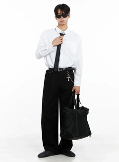 mens-essential-button-up-shirt-io517 / White
