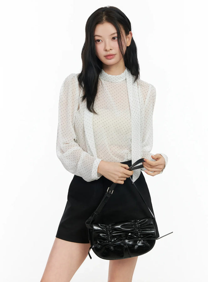 sheer-polka-dot-blouse-im524 / White