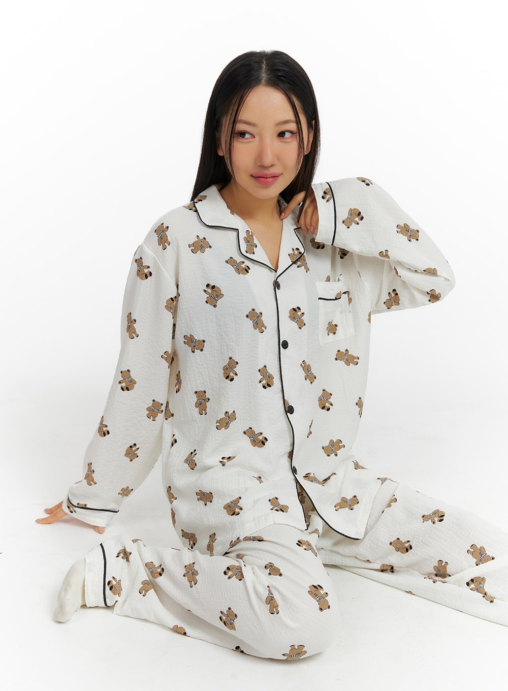 teddy-graphic-pajama-set-if421 / White
