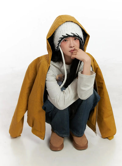 quilted-lined-hooded-zip-up-jacket-in528 / Yellow