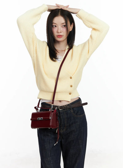 chic-v-neck-wrap-knit-cardigan-if520 / Yellow