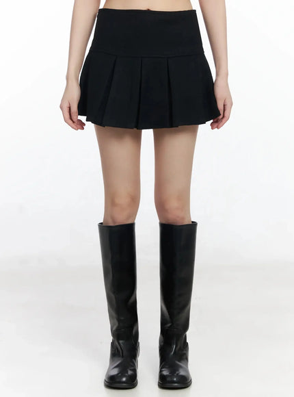 pleated-wool-mini-skirt-f517 / Black
