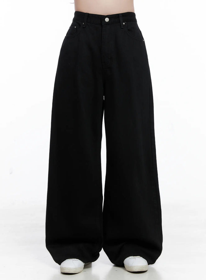 cotton-wide-leg-pants-cs523 / Black