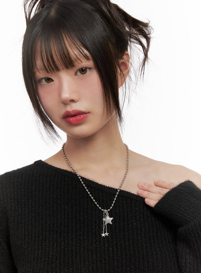 Three-Star Chain Necklace CJ502