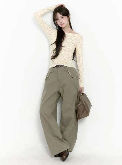 Pocket Detail Wide Leg Pants CM510