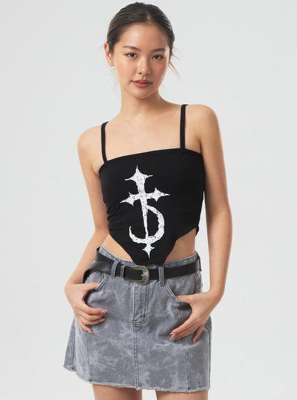 Thin Strap Graphic Top CM329