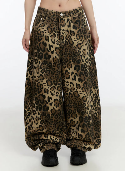 leopard-print-wide-leg-pants-cn524 / Beige