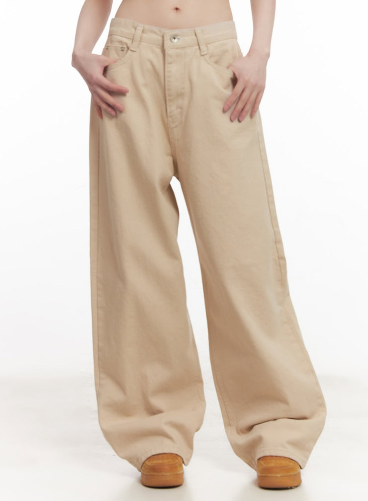 Wide-Fit Solid Cotton Trousers CM520